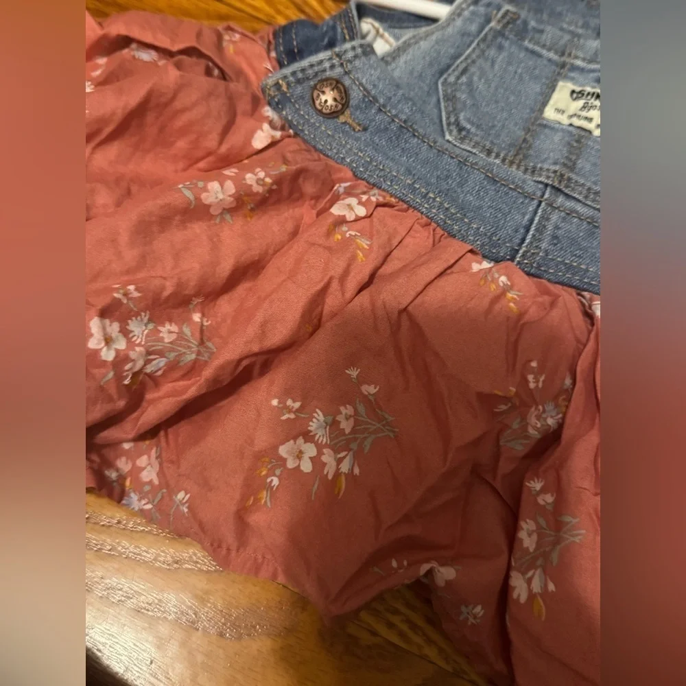 OshKosh B'gosh Blue Denim Overalls Floral